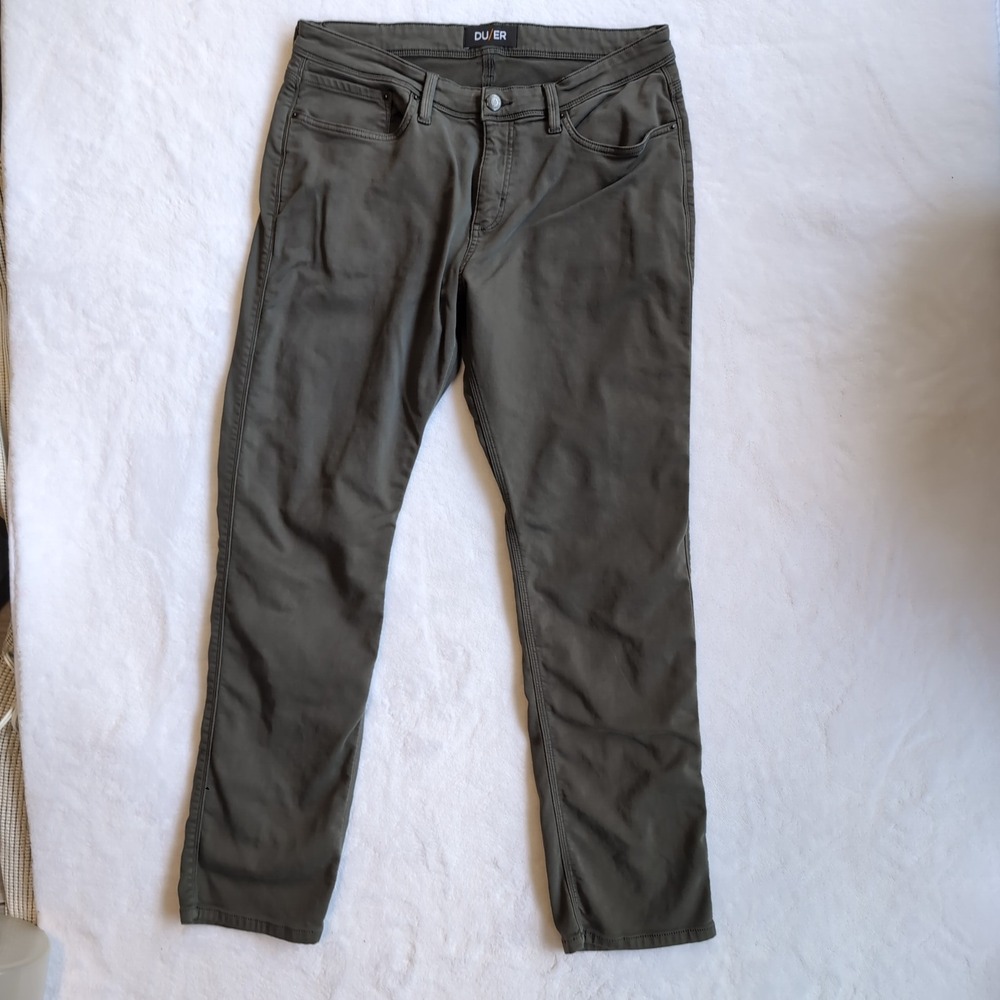 DU/ER No Sweat Pants Men 36x32 Olive Green N2X Relaxed Taper Performance Stretch - Picture 2 of 9